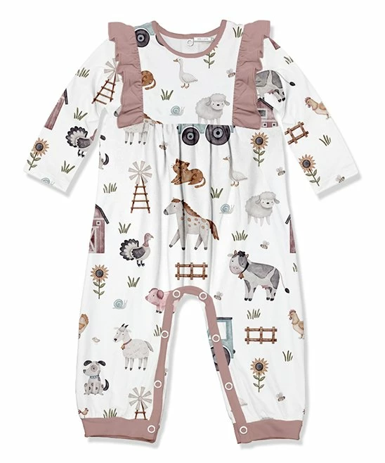 Deals π€© Little Millie White Baby Farm Animals Ruffle-Trim Playsuit - Infant & Toddler For Kids π€© 1 Deals π€© Little Millie White Baby Farm Animals Ruffle-Trim Playsuit - Infant & Toddler For Kids π€©