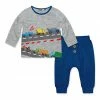 Cheap 🤩 Little Millie Heather Gray Truck Road Snap Long-Sleeve Tee & Cobalt Joggers - Infant & Toddler For Kids 🛒
