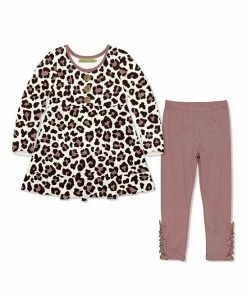Wholesale 🎉 Millie Loves Lily Cream Leopard Babydoll Top & Nostalgia Rose Button Leggings - Infant, Toddler & 👧 Girls For Kids ⭐