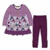 New 🔔 Millie Loves Lily Lilac Double Floral Babydoll Top & Plum Button Leggings - Infant, Toddler & 👧 Girls For Baby & Maternity 👏