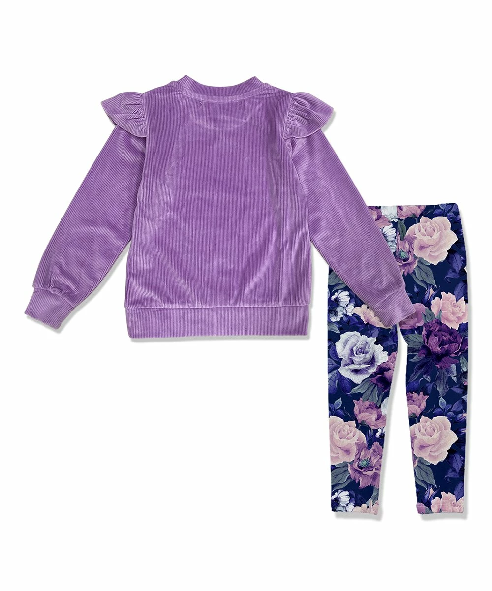 Brand new π Millie Loves Lily Purple Velour Ruffle Sweatshirt & Navy Fame Floral Leggings - Infant, Toddler & π§ Girls For Kids π 3 Brand new π Millie Loves Lily Purple Velour Ruffle Sweatshirt & Navy Fame Floral Leggings - Infant, Toddler & π§ Girls For Kids π - Image 3