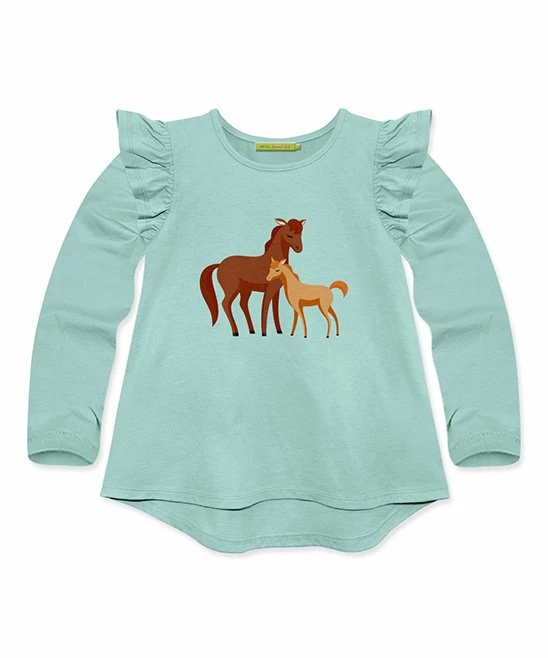 Outlet π Millie Loves Lily Mint Pony Ruffle Long-Sleeve Hi-Low Top - Infant, Toddler & π§ Girls For Kids β 1 Outlet π Millie Loves Lily Mint Pony Ruffle Long-Sleeve Hi-Low Top - Infant, Toddler & π§ Girls For Kids β