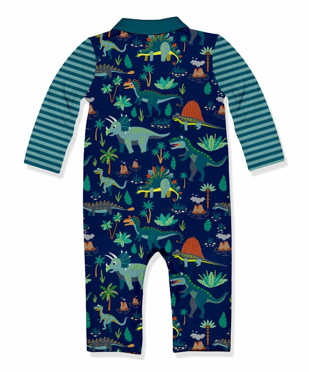 Discount π Little Millie Navy Demo Dino Collared Long-Sleeve Playsuit - Infant & Toddler For Baby & Maternity π 3 Discount π Little Millie Navy Demo Dino Collared Long-Sleeve Playsuit - Infant & Toddler For Baby & Maternity π - Image 3