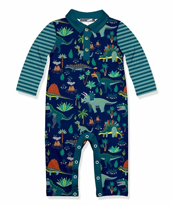 Discount π Little Millie Navy Demo Dino Collared Long-Sleeve Playsuit - Infant & Toddler For Baby & Maternity π 1 Discount π Little Millie Navy Demo Dino Collared Long-Sleeve Playsuit - Infant & Toddler For Baby & Maternity π