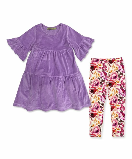 Best deal 𧨠Millie Loves Lily Purple Velour Tiered A-Line π Dress & Cream Fiona Floral Leggings - Infant, Toddler & π§ Girls For Kids π€© 1 Best deal 𧨠Millie Loves Lily Purple Velour Tiered A-Line π Dress & Cream Fiona Floral Leggings - Infant, Toddler & π§ Girls For Kids π€©