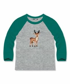 Cheap 🔔 Millie & Maxx Heather Gray & Green Reindeer Raglan Tee - Toddler For Kids ⌛