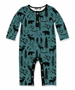 Best Sale ⌛ Little Millie Dark Teal & Black Mountaineer Polo Long-Sleeve Playsuit - Infant For Baby & Maternity ❤️