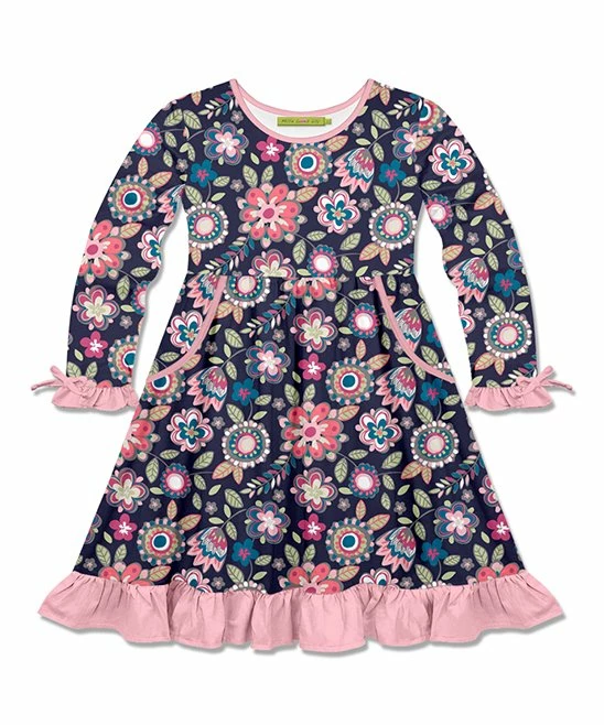 Outlet β¨ Millie Loves Lily Navy & Pink Floral Emeline Bow-Accent Pocket A-Line π Dress - π§ Girls For Kids π 1 Outlet β¨ Millie Loves Lily Navy & Pink Floral Emeline Bow-Accent Pocket A-Line π Dress - π§ Girls For Kids π