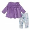 Top 10 ✔️ Little Millie Purple Velour Ruffle-Accent Tunic & Snowmen Trees Leggings - Infant & Toddler For Kids 🌟