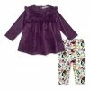 Best deal 🎁 Little Millie Plum Velour Ruffle-Accent Tunic & Cream Fall Petals Leggings - Infant & Toddler For Kids 🧨