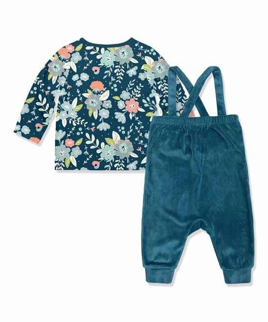 Flash Sale 𧨠Little Millie Midnight Tiffany Floral Button-Snap Tee & Velour Ruffle Overalls - Infant & Toddler For Kids π 3 Flash Sale 𧨠Little Millie Midnight Tiffany Floral Button-Snap Tee & Velour Ruffle Overalls - Infant & Toddler For Kids π - Image 3