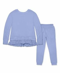 Best deal 👍 Simply Millie By Millie Loves Lily Periwinkle Ruffle-Hem Crewneck Sweatshirt & Joggers - 👧 Girls For Kids 🤩