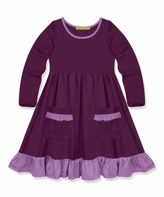 Budget βοΈ Simply Millie By Millie Loves Lily Plum & Purple Ruffle-Trim Pocket A-Line π Dress - π§ Girls For Kids π 1 Budget βοΈ Simply Millie By Millie Loves Lily Plum & Purple Ruffle-Trim Pocket A-Line π Dress - π§ Girls For Kids π