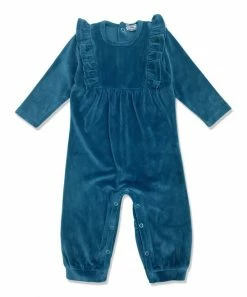 Buy 🎁 Little Millie Midnight Ribbed Velour Ruffle-Trim Playsuit - Infant & Toddler For Kids 🥰