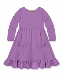 Flash Sale 💯 Simply Millie By Millie Loves Lily Purple Ruffle-Accent Pocket A-Line 👗 Dress - Infant, Toddler & 👧 Girls For Kids 👏