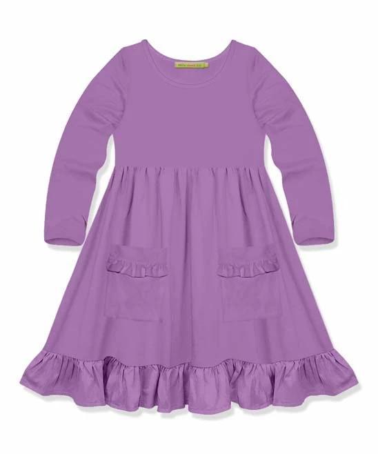 Flash Sale π― Simply Millie By Millie Loves Lily Purple Ruffle-Accent Pocket A-Line π Dress - Infant, Toddler & π§ Girls For Kids π 1 Flash Sale π― Simply Millie By Millie Loves Lily Purple Ruffle-Accent Pocket A-Line π Dress - Infant, Toddler & π§ Girls For Kids π