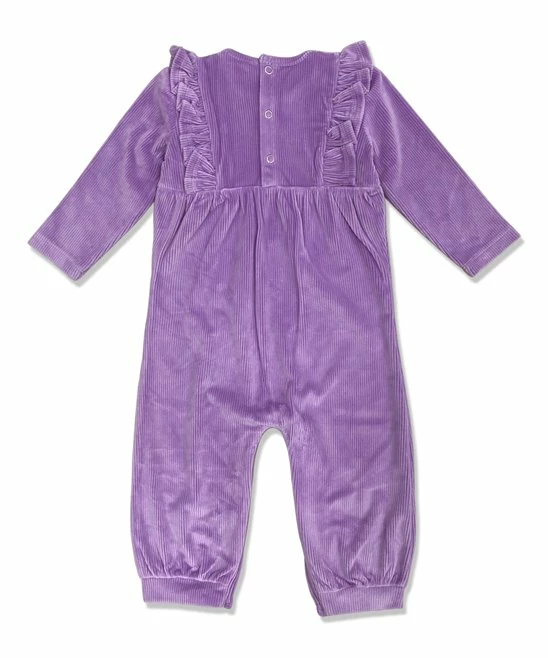 Cheap π Little Millie Purple Ribbed Velour Ruffle-Trim Playsuit - Infant & Toddler For Kids π 2 Cheap π Little Millie Purple Ribbed Velour Ruffle-Trim Playsuit - Infant & Toddler For Kids π - Image 2