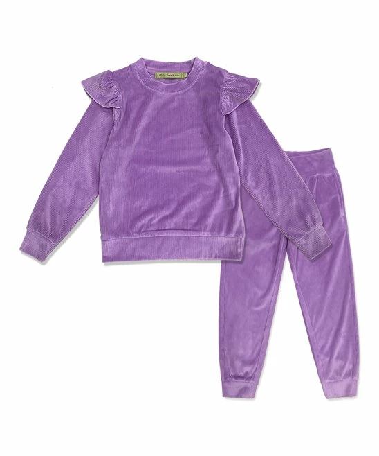 Wholesale π Millie Loves Lily Purple Ribbed Velour Ruffle-Sleeve Sweatshirt & Joggers - Infant, Toddler & π§ Girls For Kids π₯ 1 Wholesale π Millie Loves Lily Purple Ribbed Velour Ruffle-Sleeve Sweatshirt & Joggers - Infant, Toddler & π§ Girls For Kids π₯