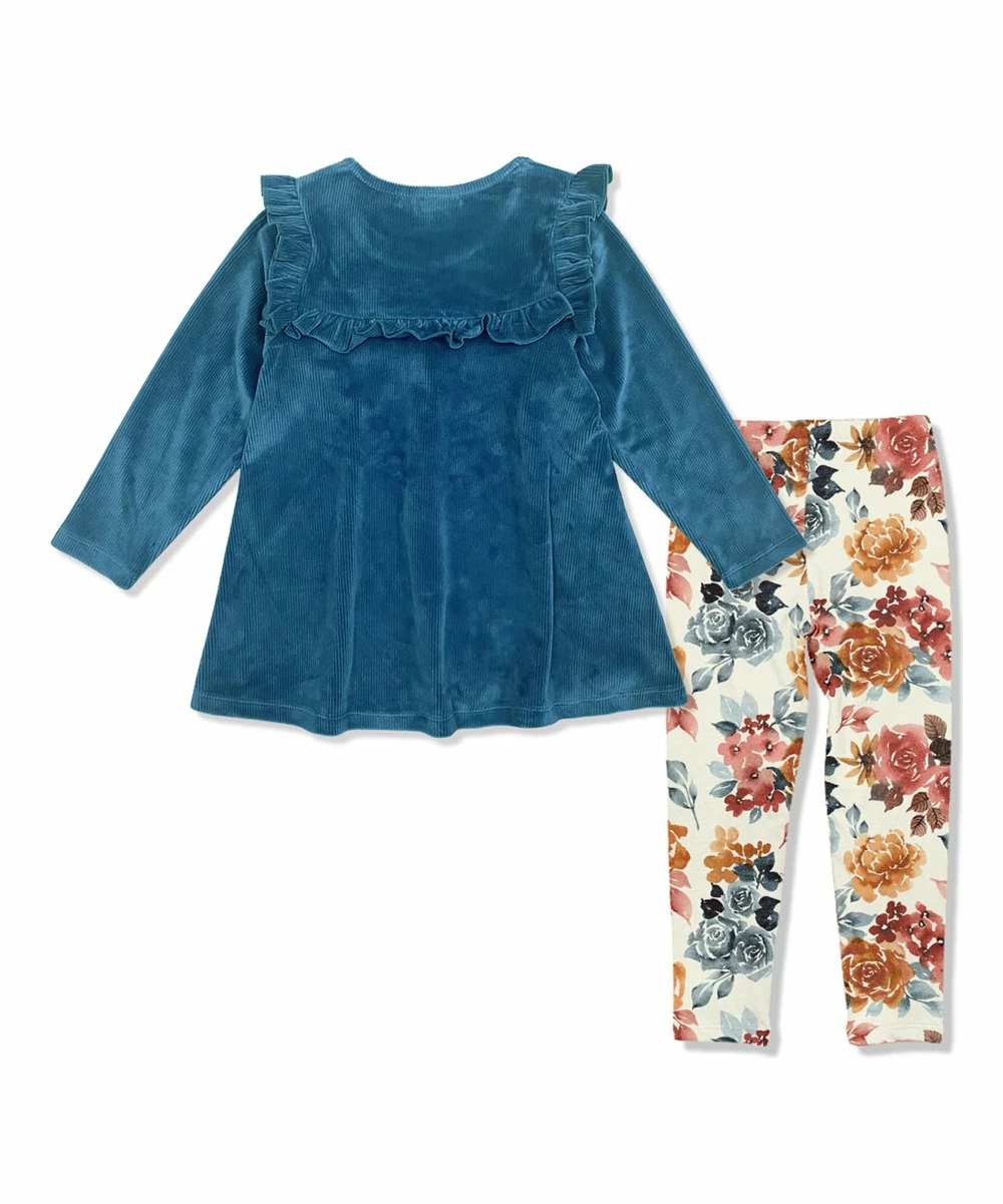 Outlet π Millie Loves Lily Midnight Velour Ruffle Babydoll Top & Autumn Florals Leggings - Infant, Toddler & π§ Girls For Kids β 2 Outlet π Millie Loves Lily Midnight Velour Ruffle Babydoll Top & Autumn Florals Leggings - Infant, Toddler & π§ Girls For Kids β - Image 2