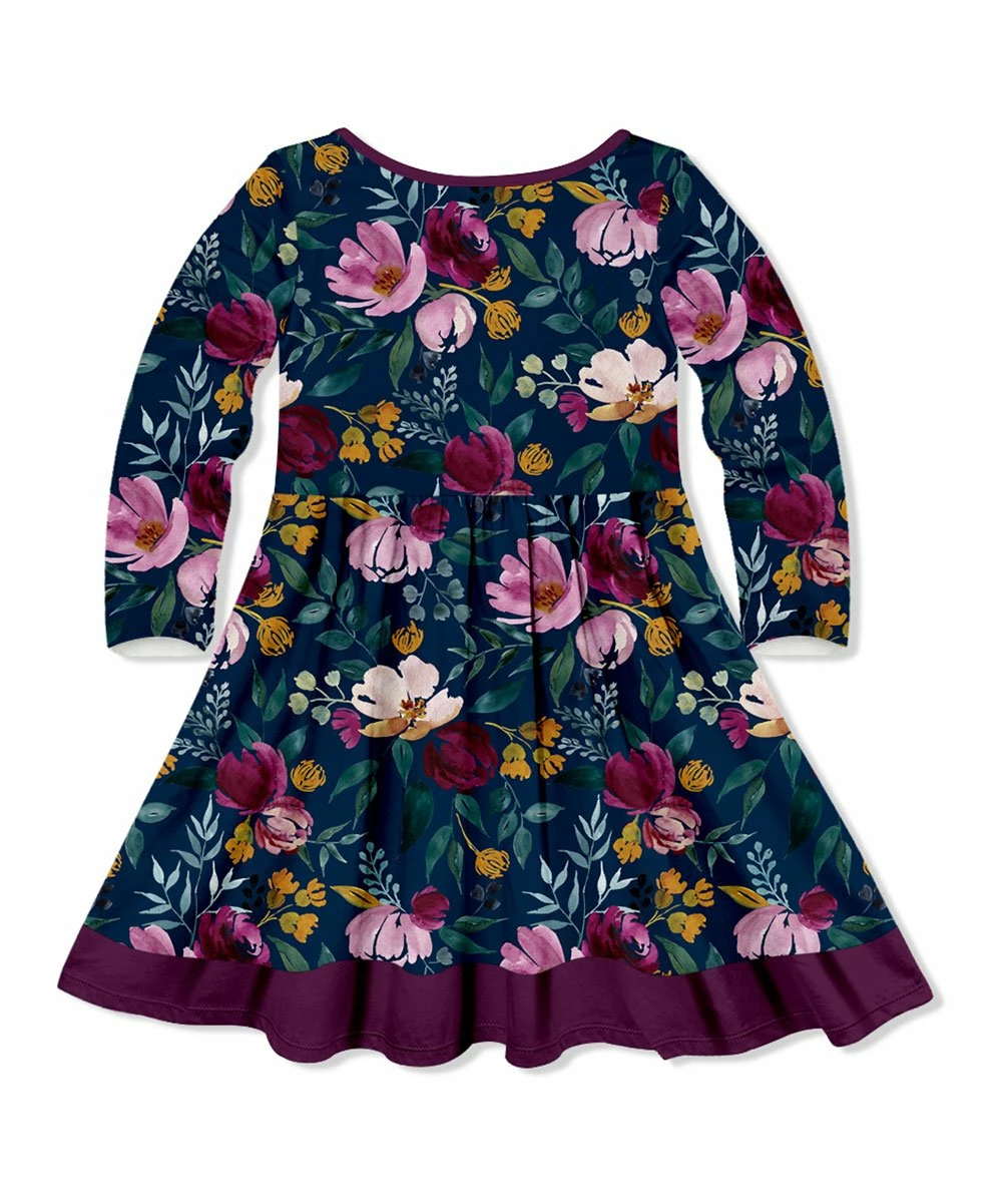Best deal π Millie Loves Lily Navy & Pink Fall Petals Button-Front A-Line π Dress - Toddler & π§ Girls For Kids βοΈ 2 Best deal π Millie Loves Lily Navy & Pink Fall Petals Button-Front A-Line π Dress - Toddler & π§ Girls For Kids βοΈ - Image 2