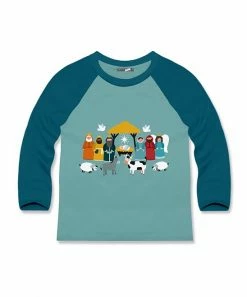 Best Pirce ⌛ Millie & Maxx Nile Blue Nativity Long-Sleeve Raglan Tee - Infant, Toddler & Boys For Kids 👍