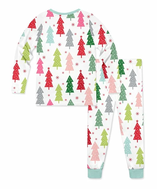 Best Sale π Millie Loves Lily White & Mint Holiday Tree Forest Long-Sleeve Pajama Set - Toddler & π§ Girls For Kids 𧨠2 Best Sale π Millie Loves Lily White & Mint Holiday Tree Forest Long-Sleeve Pajama Set - Toddler & π§ Girls For Kids 𧨠- Image 2