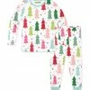 Best Sale 😍 Millie Loves Lily White & Mint Holiday Tree Forest Long-Sleeve Pajama Set - Toddler & 👧 Girls For Kids 🧨