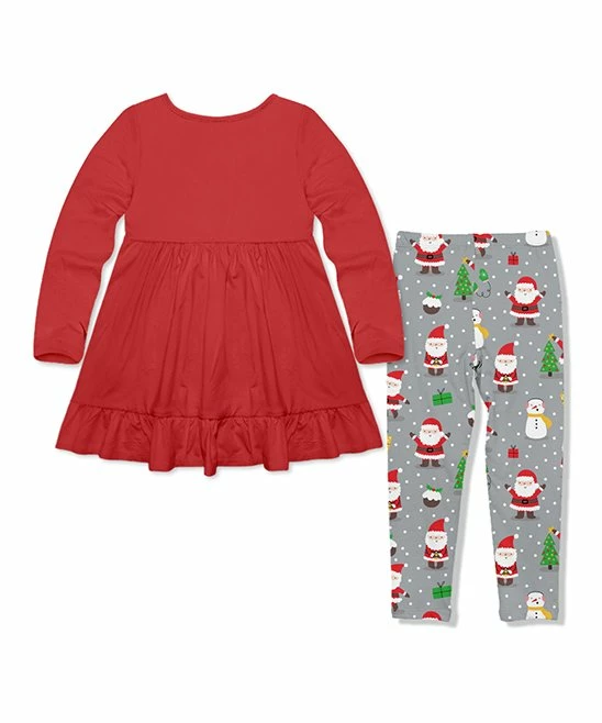 Cheapest π Millie Loves Lily Red Long-Sleeve Babydoll Top & Santa Snowmen Leggings - Infant, Toddler & π§ Girls For Kids β 2 Cheapest π Millie Loves Lily Red Long-Sleeve Babydoll Top & Santa Snowmen Leggings - Infant, Toddler & π§ Girls For Kids β - Image 2