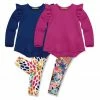 New 🥰 Millie Loves Lily Navy & Raspberry Kitten Floral Leggings Set - Infant, Toddler & 👧 Girls For Kids 🌟