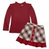 Outlet 🔔 Millie Loves Lily Red Ribbed Long-Sleeve Top & Plaid A-Line 👗 Skirt - 👧 Girls For Kids 🛒