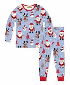 Best reviews of 🎉 Millie Loves Lily Periwinkle & Red Santa Reindeer Long-Sleeve Pajama Set - Toddler & 👧 Girls For Kids 🎉