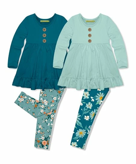 Flash Sale π€© Millie Loves Lily Teal & Nile Blue Floral Garden Leggings Set - Toddler & π§ Girls For Kids π 1 Flash Sale π€© Millie Loves Lily Teal & Nile Blue Floral Garden Leggings Set - Toddler & π§ Girls For Kids π