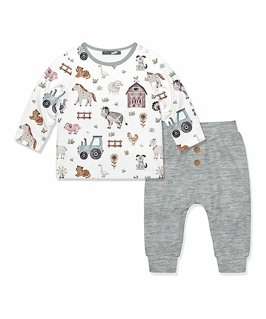 Best reviews of π Little Millie White Baby Farm Animal Long-Sleeve Tee & Gray Button-Front Joggers - Infant & Toddler For Kids β€οΈ 2 Best reviews of π Little Millie White Baby Farm Animal Long-Sleeve Tee & Gray Button-Front Joggers - Infant & Toddler For Kids β€οΈ - Image 2
