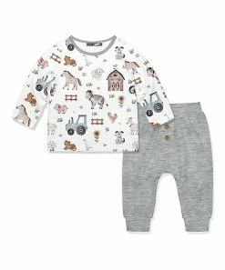 Best reviews of 🎉 Little Millie White Baby Farm Animal Long-Sleeve Tee & Gray Button-Front Joggers - Infant & Toddler For Kids ❤️