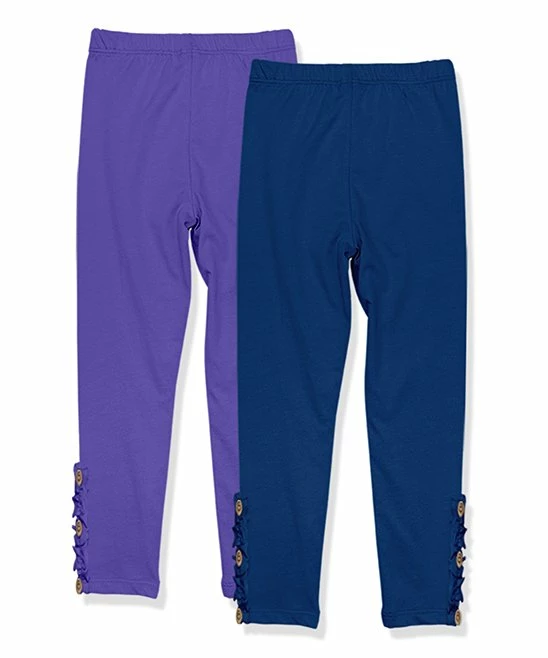 Outlet π Millie Loves Lily Blue Iris & Navy Button-Accent Ruffle-Trim Leggings Set - Infant, Toddler & π§ Girls For Kids π 2 Outlet π Millie Loves Lily Blue Iris & Navy Button-Accent Ruffle-Trim Leggings Set - Infant, Toddler & π§ Girls For Kids π - Image 2