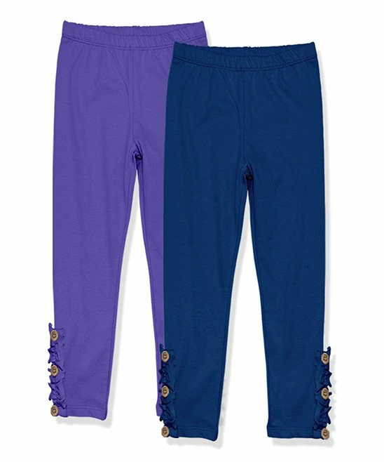 Outlet π Millie Loves Lily Blue Iris & Navy Button-Accent Ruffle-Trim Leggings Set - Infant, Toddler & π§ Girls For Kids π 1 Outlet π Millie Loves Lily Blue Iris & Navy Button-Accent Ruffle-Trim Leggings Set - Infant, Toddler & π§ Girls For Kids π