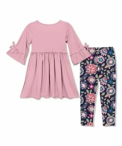Coupon 😀 Millie Loves Lily Dusty Pink Bow-Sleeve A-Line 👗 Dress & Floral Emeline Leggings - Infant, Toddler & 👧 Girls For Kids 🌟 -Little Millie-shop zu109945290 alt 2 tm1666962820