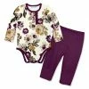 Best deal 😀 Little Millie Cream Floral Earth Bodysuit & Plum Leggings - Infant For Baby & Maternity ⌛