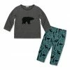 Best Pirce 🎉 Little Millie Charcoal Heather Bear Long-Sleeve Tee & Teal Mountaineer Leggings - Infant & Toddler For Kids ⭐