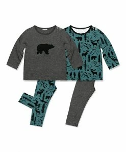 Top 10 👏 Little Millie Charcoal Heather & Teal Mountaineer Long-Sleeve Tee Set - Infant & Toddler For Kids 🤩