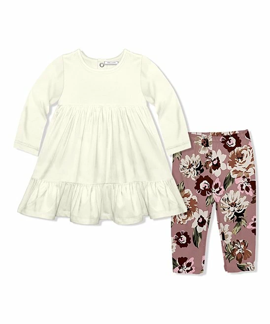 Coupon π Little Millie Cream Long-Sleeve Babydoll π Dress & Nostalgia Rose Floral Earth Leggings - Infant & Toddler For Kids π 1 Coupon π Little Millie Cream Long-Sleeve Babydoll π Dress & Nostalgia Rose Floral Earth Leggings - Infant & Toddler For Kids π