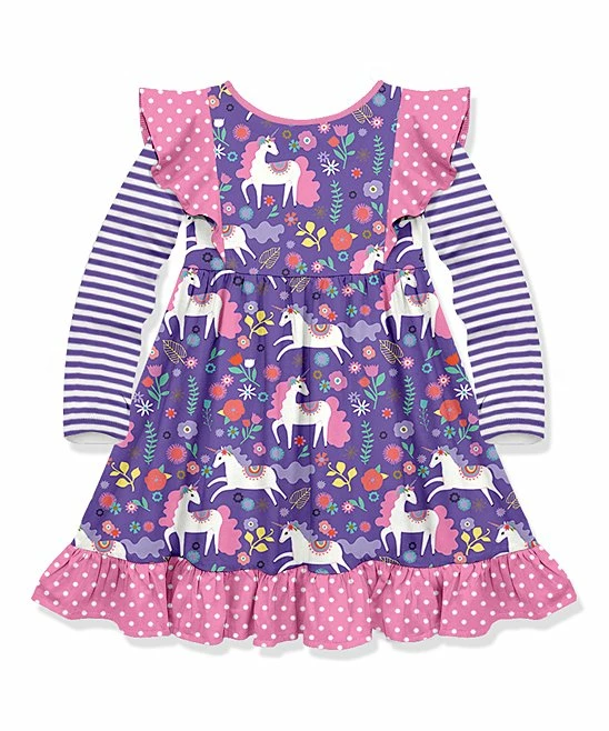 Budget π Millie Loves Lily Purple & Pink Polka Dot Magic Unicorn Angel-Sleeve π Dress - Infant, Toddler & π§ Girls For Kids βοΈ 2 Budget π Millie Loves Lily Purple & Pink Polka Dot Magic Unicorn Angel-Sleeve π Dress - Infant, Toddler & π§ Girls For Kids βοΈ - Image 2