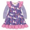 Budget 🔔 Millie Loves Lily Purple & Pink Polka Dot Magic Unicorn Angel-Sleeve 👗 Dress - Infant, Toddler & 👧 Girls For Kids ✔️