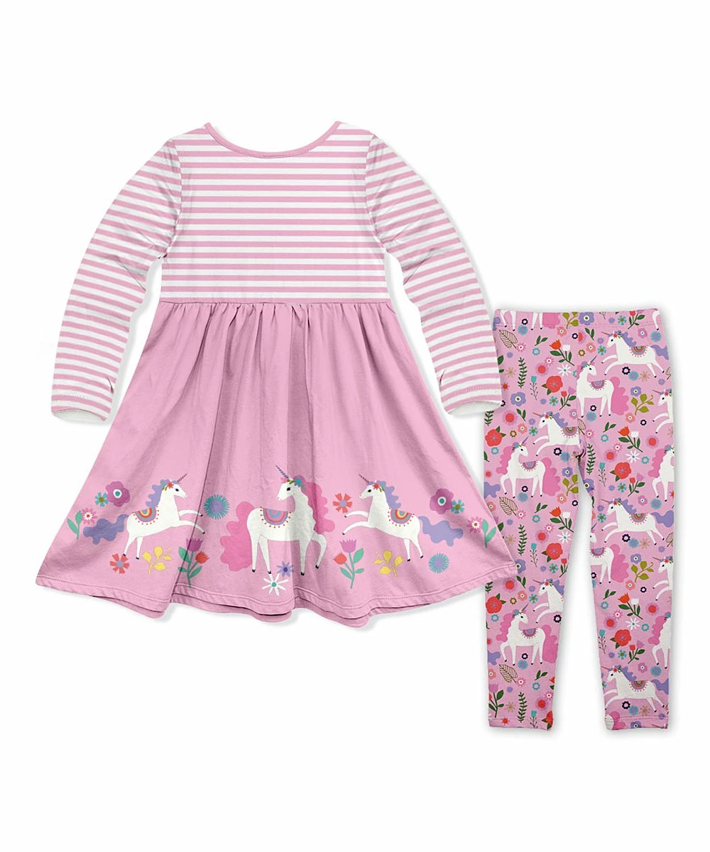 Discount π Millie Loves Lily Pink Darling Unicorn Button-Accent A-Line π Dress & Leggings - Infant, Toddler & π§ Girls For Kids β 2 Discount π Millie Loves Lily Pink Darling Unicorn Button-Accent A-Line π Dress & Leggings - Infant, Toddler & π§ Girls For Kids β - Image 2