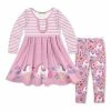 Discount 😍 Millie Loves Lily Pink Darling Unicorn Button-Accent A-Line 👗 Dress & Leggings - Infant, Toddler & 👧 Girls For Kids ⌛