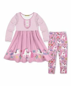 Discount π Millie Loves Lily Pink Darling Unicorn Button-Accent A-Line π Dress & Leggings - Infant, Toddler & π§ Girls For Kids β