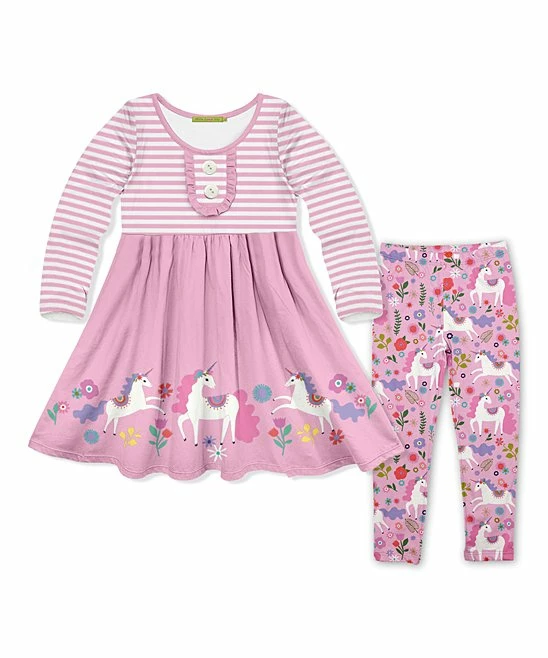 Discount π Millie Loves Lily Pink Darling Unicorn Button-Accent A-Line π Dress & Leggings - Infant, Toddler & π§ Girls For Kids β 1 Discount π Millie Loves Lily Pink Darling Unicorn Button-Accent A-Line π Dress & Leggings - Infant, Toddler & π§ Girls For Kids β