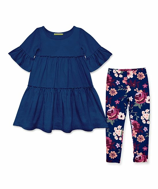 Best Pirce β Millie Loves Lily Navy Tiered A-Line π Dress & Willow Floral Leggings - Infant, Toddler & π§ Girls For Kids π 1 Best Pirce β Millie Loves Lily Navy Tiered A-Line π Dress & Willow Floral Leggings - Infant, Toddler & π§ Girls For Kids π