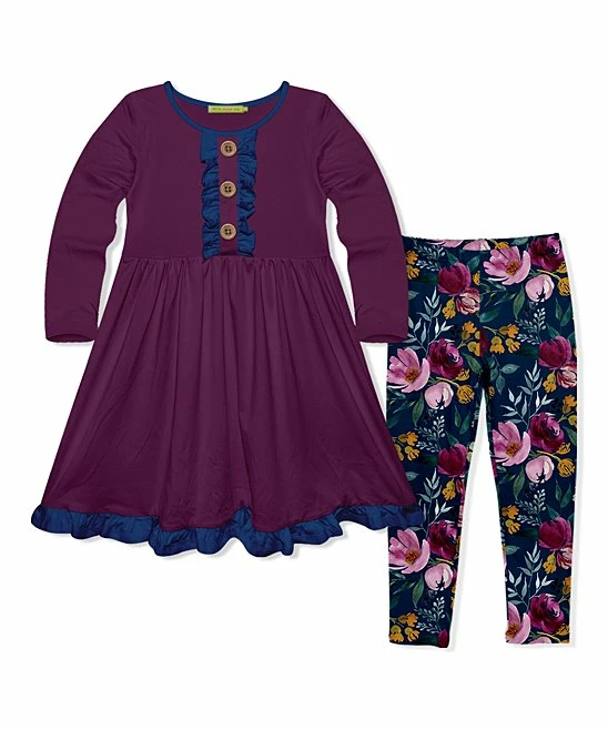 Wholesale βοΈ Millie Loves Lily Plum Button-Front A-Line π Dress & Navy Fall Petals Leggings - Infant, Toddler & π§ Girls For Kids π 1 Wholesale βοΈ Millie Loves Lily Plum Button-Front A-Line π Dress & Navy Fall Petals Leggings - Infant, Toddler & π§ Girls For Kids π