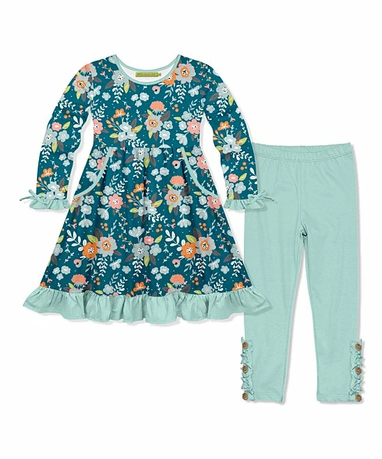 Best Pirce β Millie Loves Lily Teal Tiffany Floral Pocket A-Line π Dress & Mint Button-Accent Leggings - Infant, Toddler & π§ Girls For Kids π€© 1 Best Pirce β Millie Loves Lily Teal Tiffany Floral Pocket A-Line π Dress & Mint Button-Accent Leggings - Infant, Toddler & π§ Girls For Kids π€©